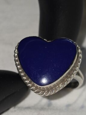 SS lapis lazul heart ring
